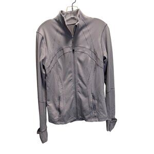 Lululemon Womens Gray Full-Zip Jacket Size 10 With Thumbholes & Pockets